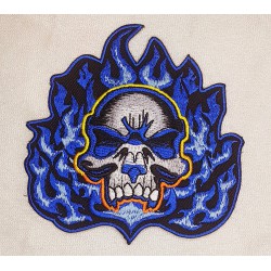 Blue flame skull Patch
